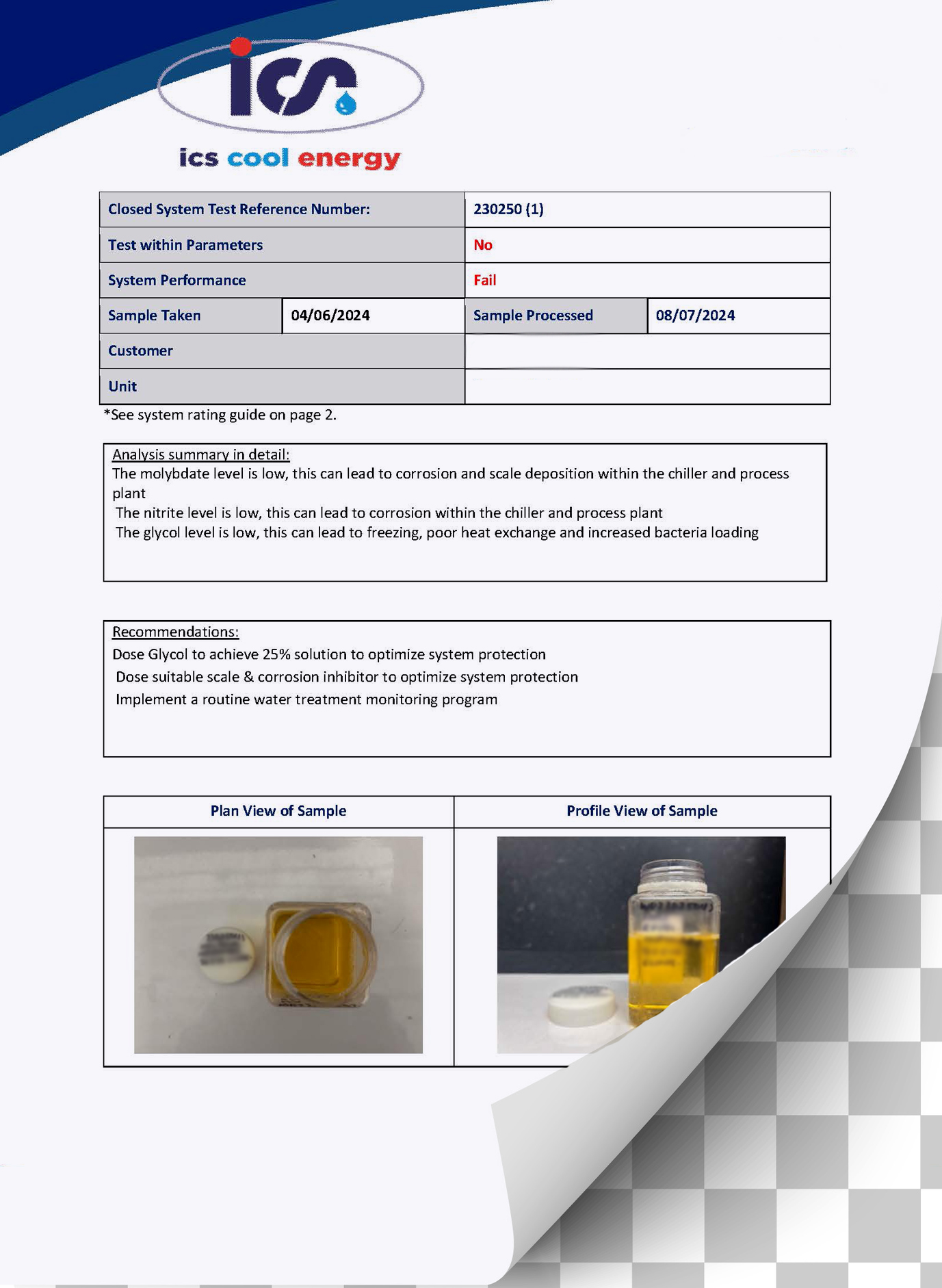 ICS water treatment report
